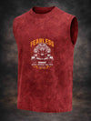 Acid washed Sleeveless printed tshirt