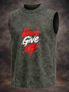 Acid washed Sleeveless printed tshirt
