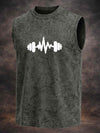 Acid washed Sleeveless printed tshirt